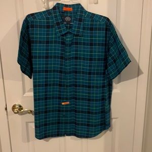 Teal and Green Plaid Button-Down Shirt ⛱